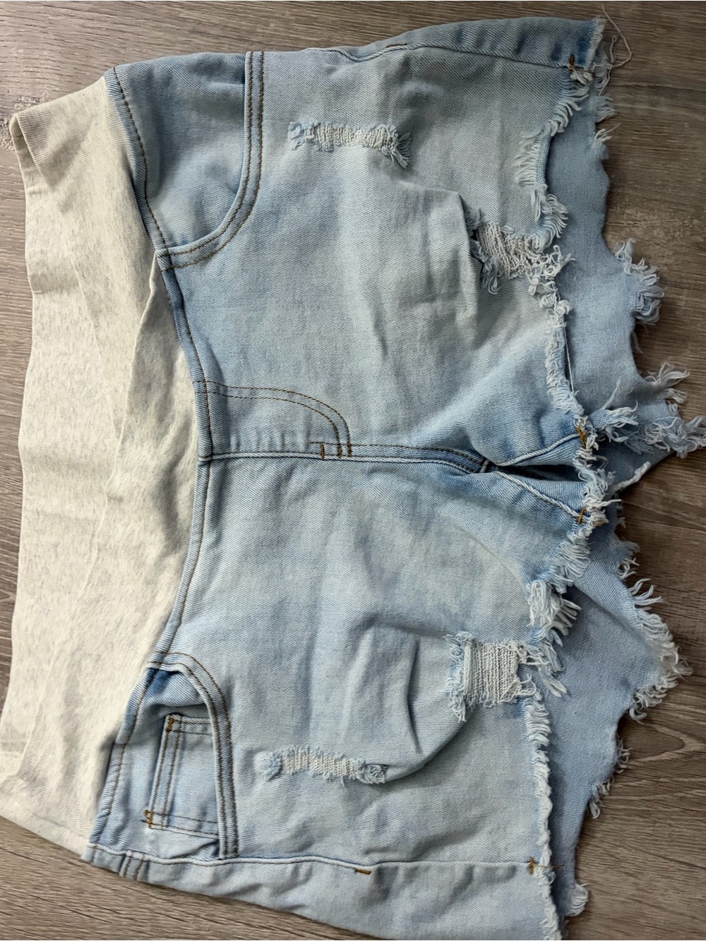 Light Blue Distressed Women's Denim Shorts